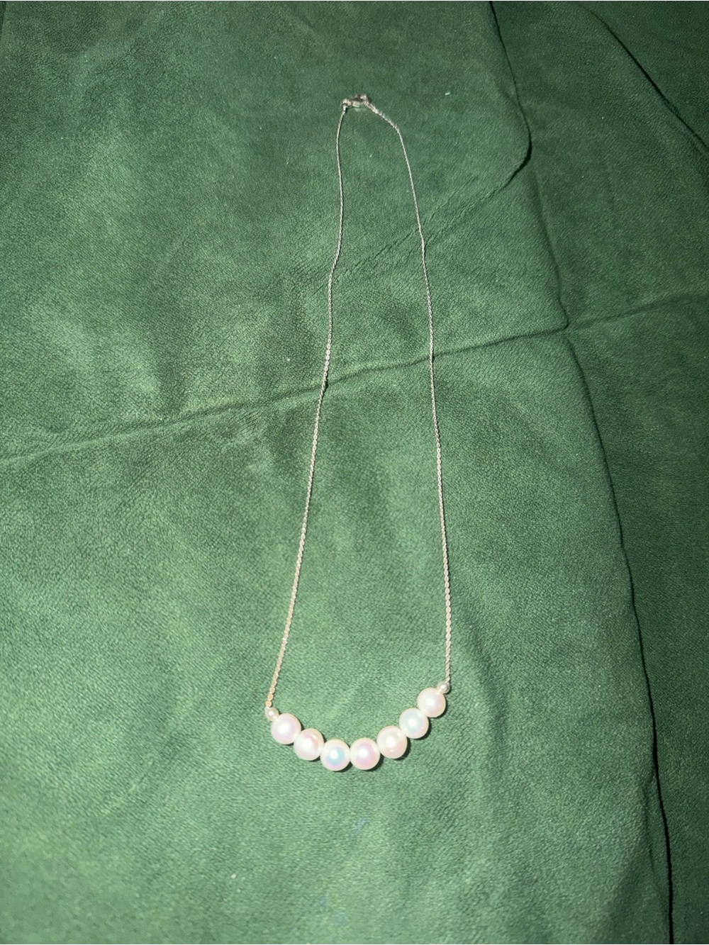 Delicate White Pearl Station Necklace
